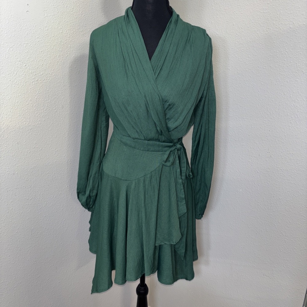 DO+BE Forest Green Wrap Mini Dress